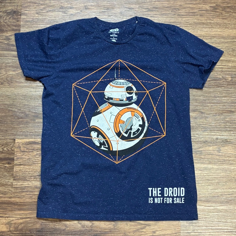 Star Wars BB-8 T-Shirt Mens Large Navy Blue Droid Is Not For Sale Tee